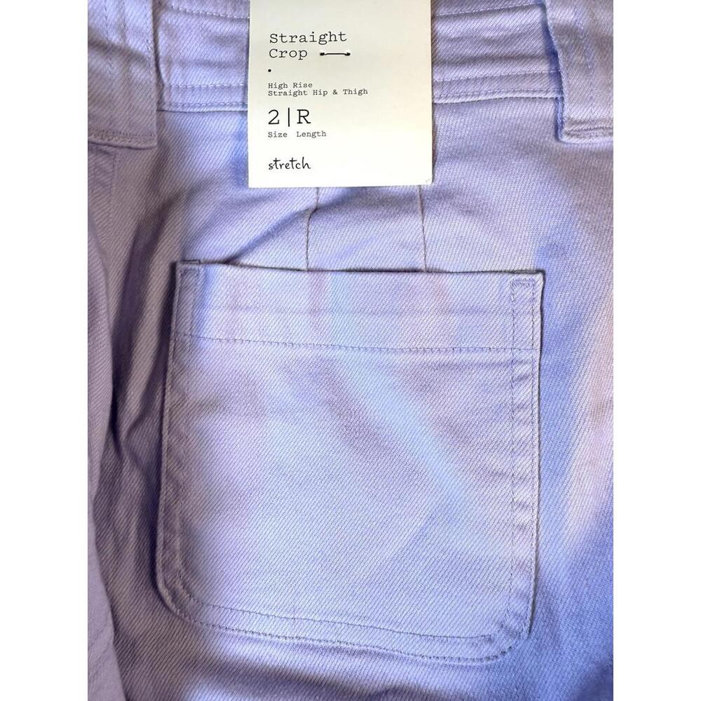 A New Day Womens Pants Purple High Rise Straight Crop Stretch  Size 2R NWT - Picture 2 of 7